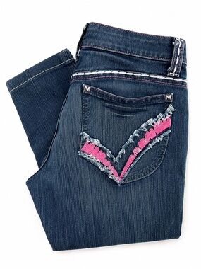 Cache Y2K Stretch Straight Leg Jeans Pink Stitch Size 4 Tell Me Lies Screen Worn